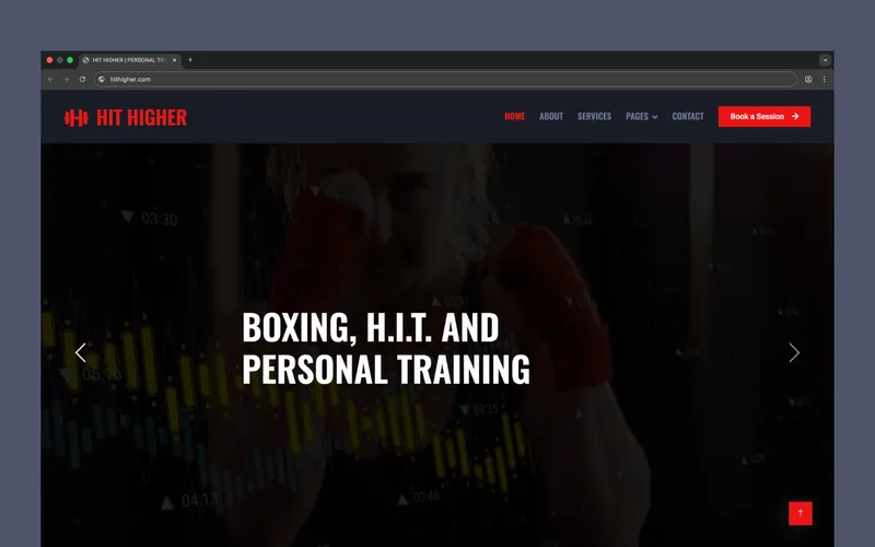 Hit Higher personal trainer web design project delivered by Bloxli in Truro