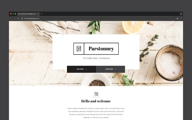 Parstonney cookbook website design project by Bloxli in Plymouth