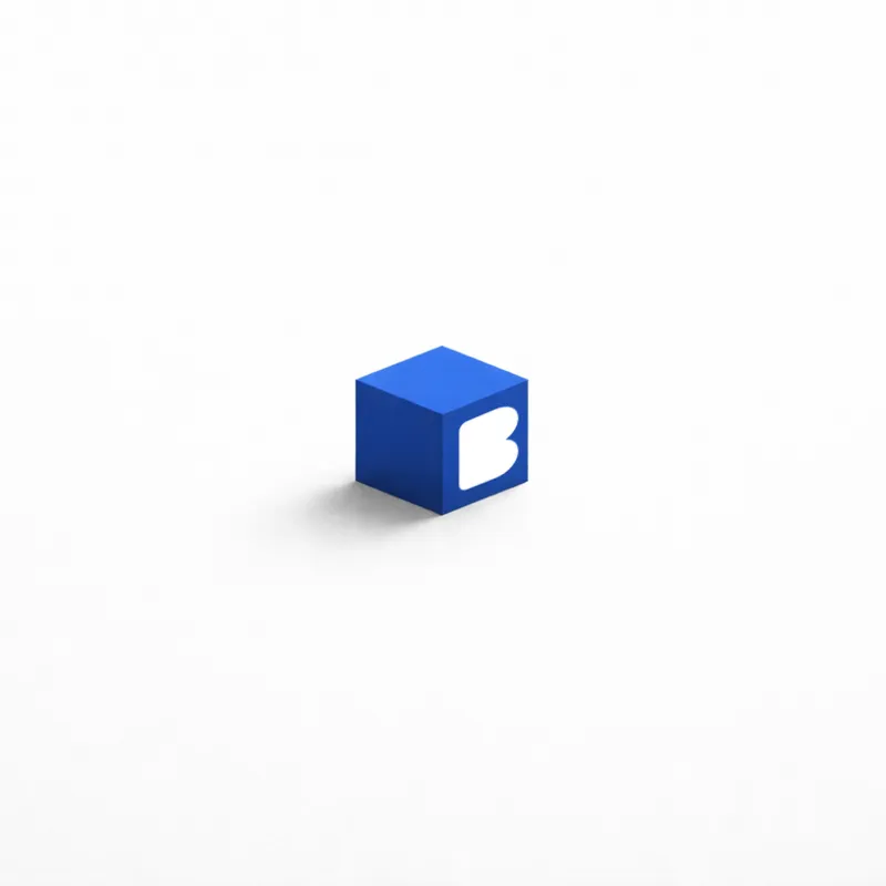Grayscale 3D cube featuring the Bloxli logo representing our Web Design Plymouth approach
