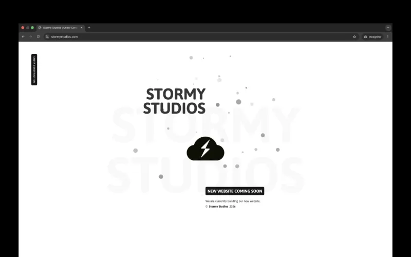Stormy Studios landing page web design project by Bloxli in Cornwall