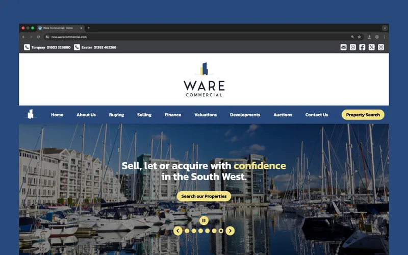 Ware Commercial website design and development project delivered by Bloxli