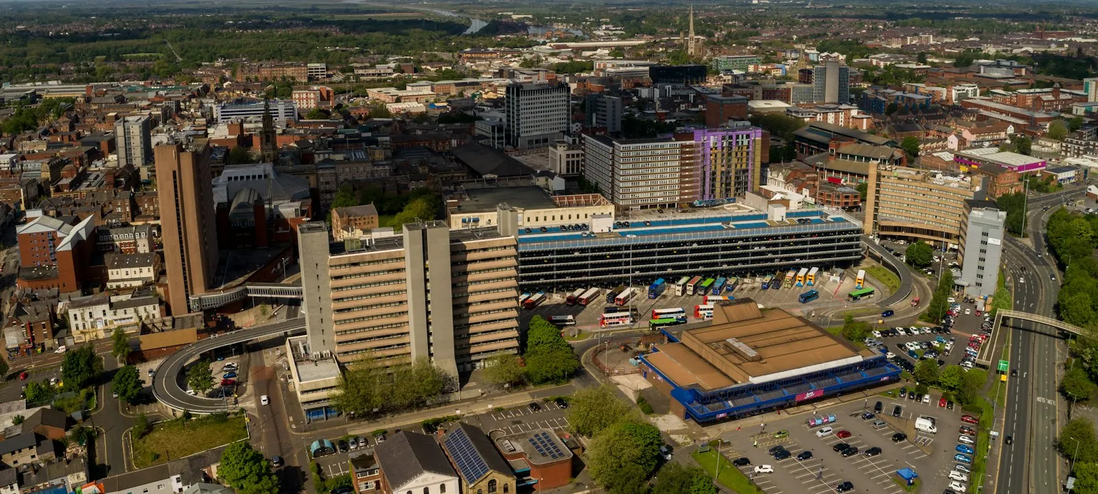 Preston city centre by drone - Web Design Preston | Bloxli Web Design Preston