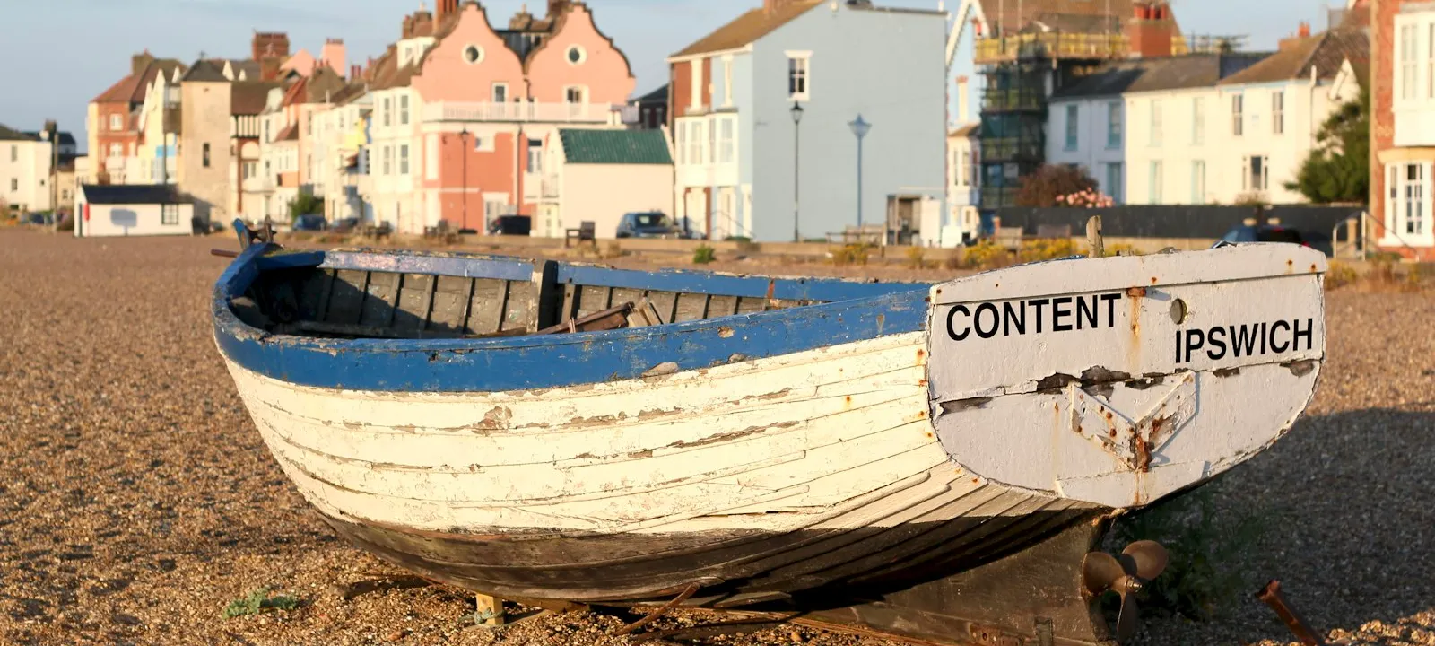 Fishing boat at sunrise on the beach at Aldeburgh - Web Design Suffolk | Bloxli Web Design Suffolk