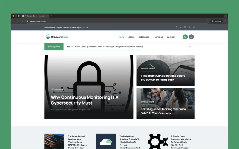 IT Support Devon website support and SEO project by Bloxli